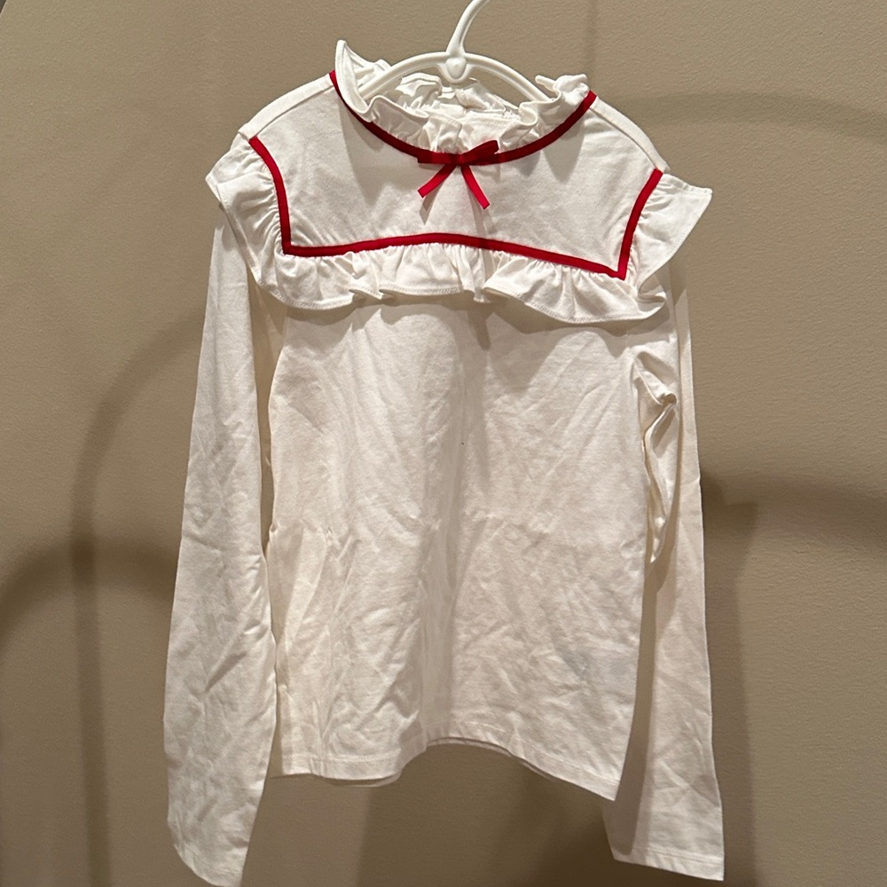 Janie and Jack White Top with Red Accents